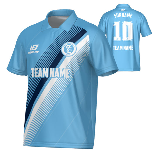 Velocity Collared Jersey - Sky Blue & Navy