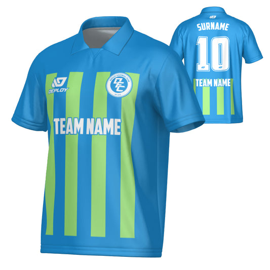 Bars Collared Jersey - Blue & Neon Green