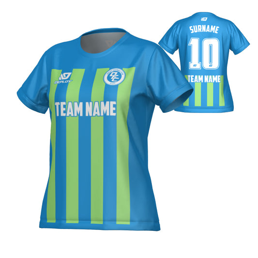 Bars Womens Jersey - Blue & Neon Green
