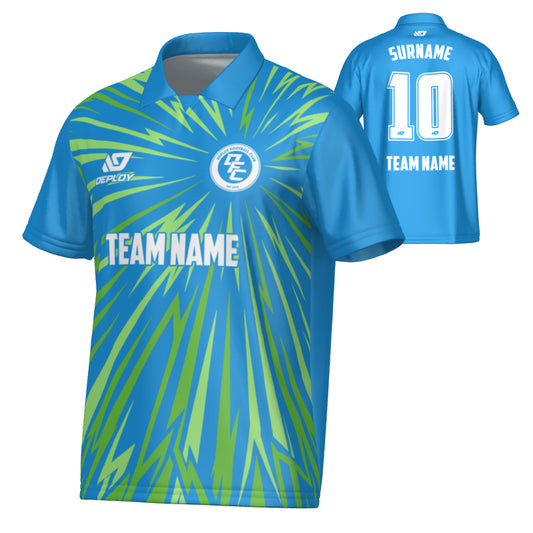 Burst Collared Jersey - Blue & Neon Green
