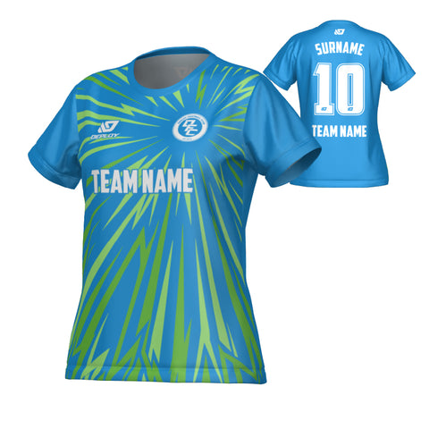 Burst Womens Jersey - Blue & Neon Green