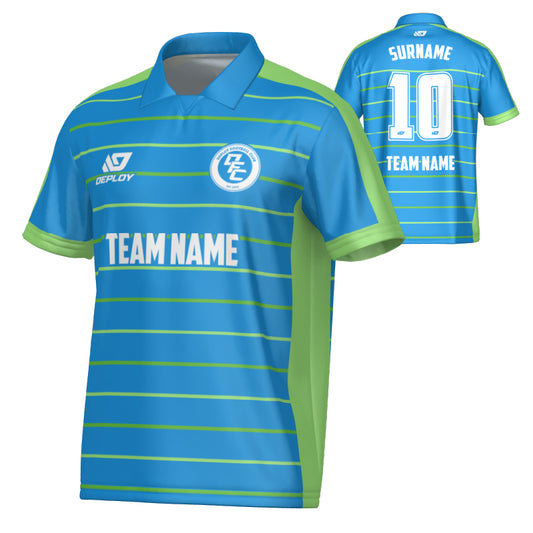 Cadence Collared Jersey - Blue & Neon Green