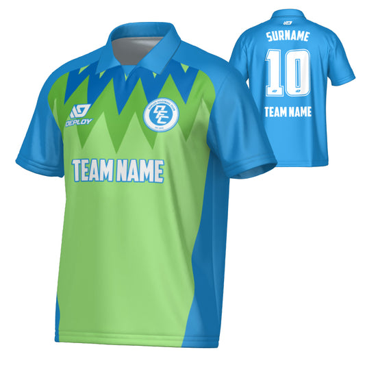 Carnival Collared Jersey - Blue & Neon Green