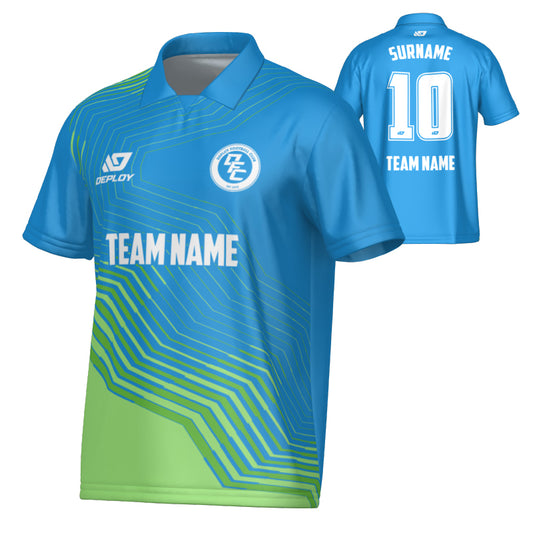 Circuit Collared Jersey - Blue & Neon Green