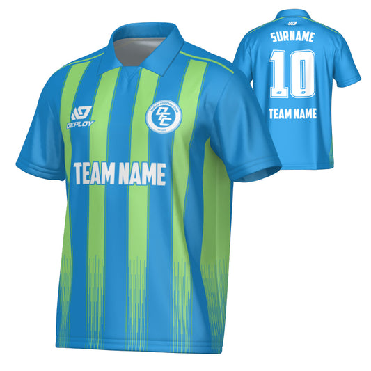Classic Collared Jersey - Blue & Neon Green
