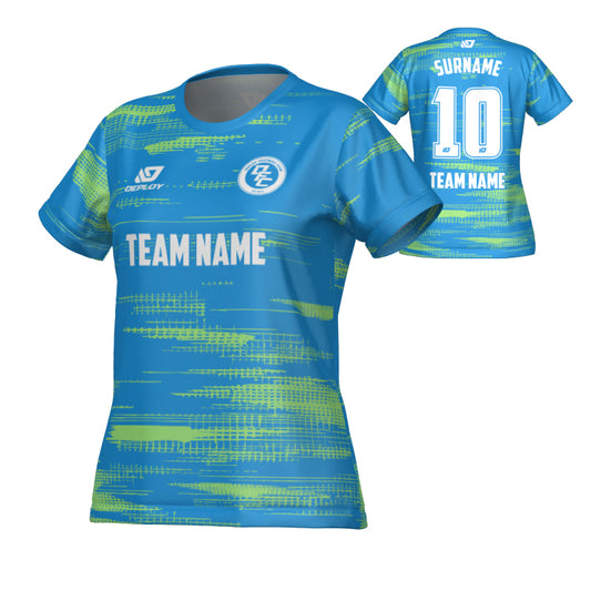 Distort Womens Jersey - Blue & Neon Green