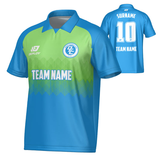 Echo Collared Jersey - Blue & Neon Green