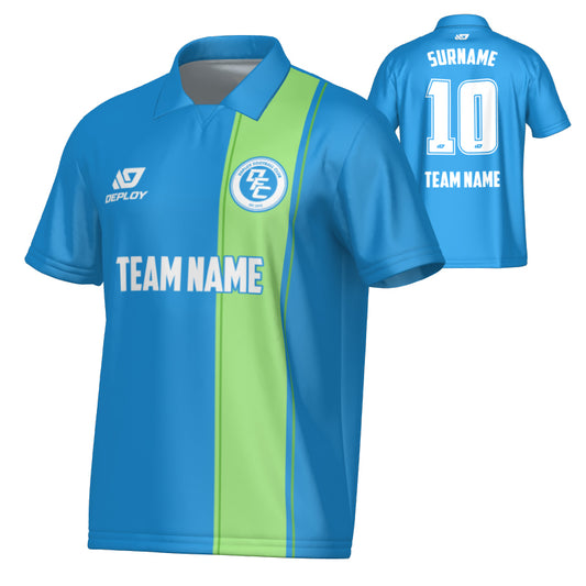 Edge Collared Jersey - Blue & Neon Green