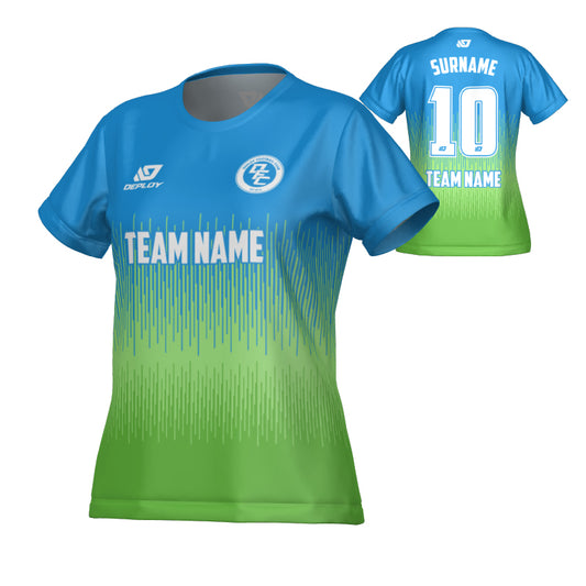 Fade Womens Jersey - Blue & Neon Green