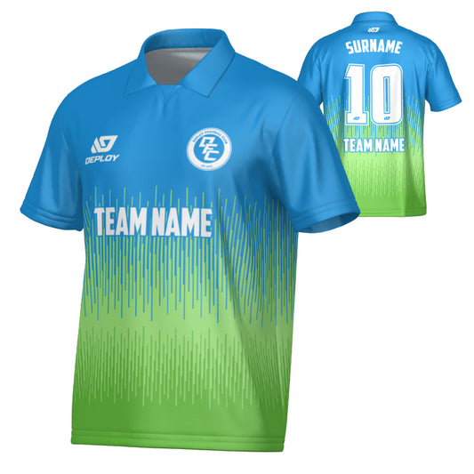 Fade Collared Jersey - Blue & Neon Green