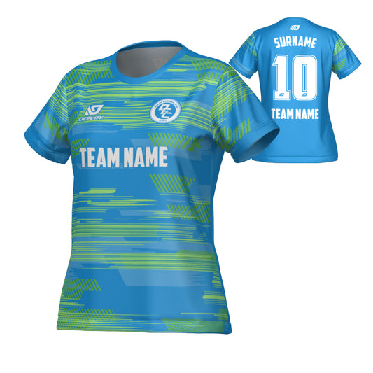 Glitch Womens Jersey - Blue & Neon Green