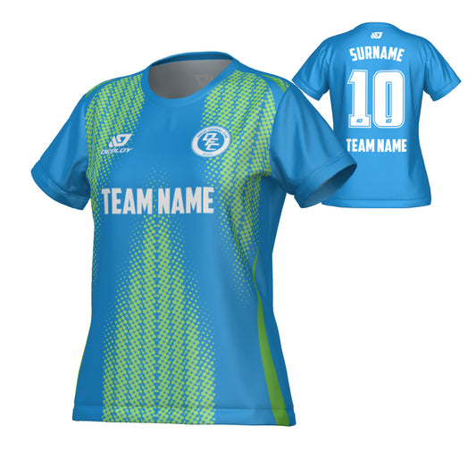 Halftone Womens Jersey - Blue & Neon Green