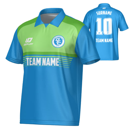 Horizon Collared Jersey - Blue & Neon Green