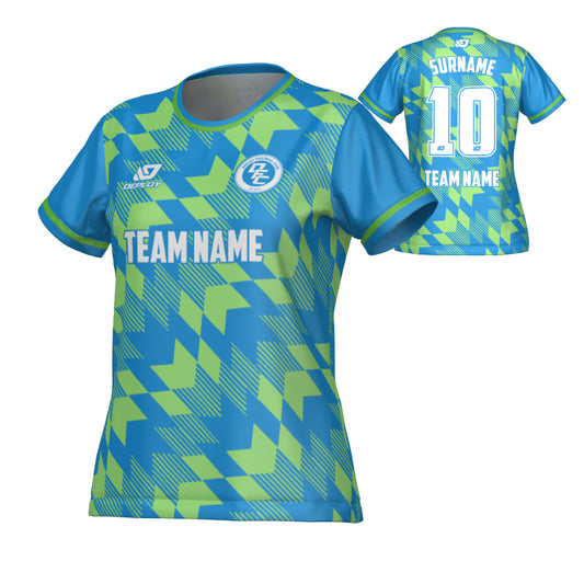 Leaves Womens Jersey - Blue & Neon Green