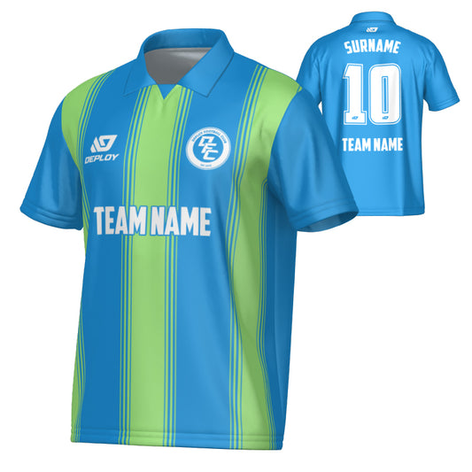 Pillars Collared Jersey - Blue & Neon Green