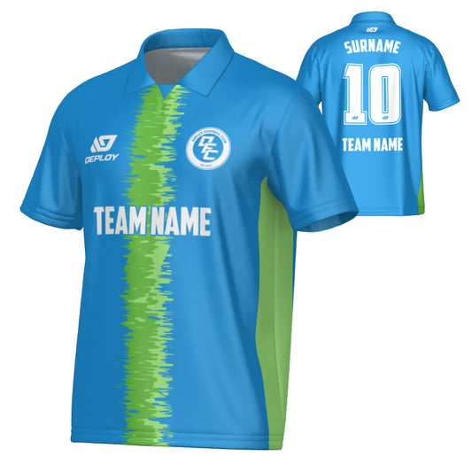 Rift Collared Jersey - Blue & Neon Green