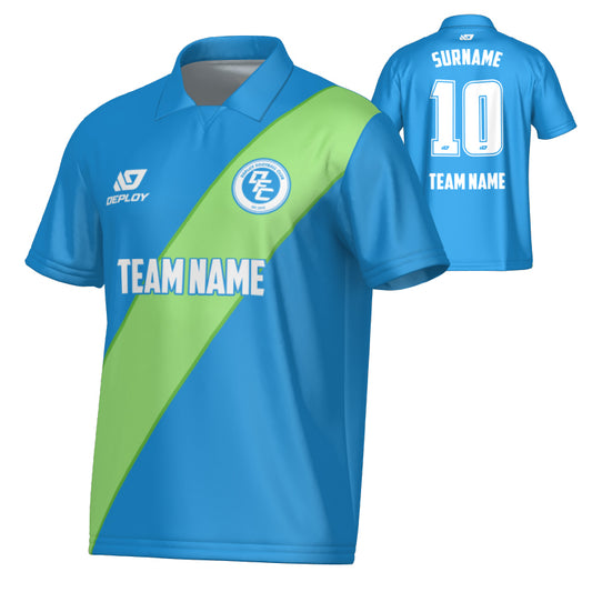 Sash Collared Jersey - Blue & Neon Green