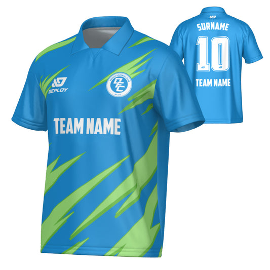 Sharp Collared Jersey - Blue & Neon Green