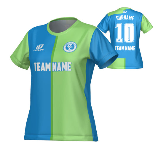 Split Womens Jersey - Blue & Neon Green