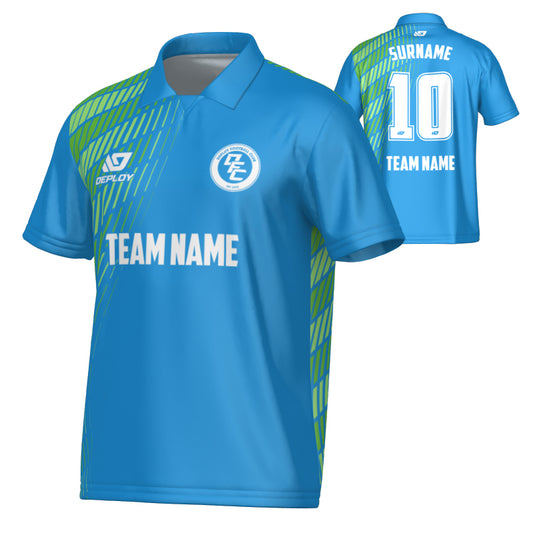 Spray Collared Jersey - Blue & Neon Green