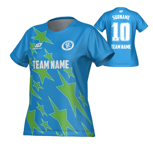 Stars Womens Jersey - Blue & Neon Green