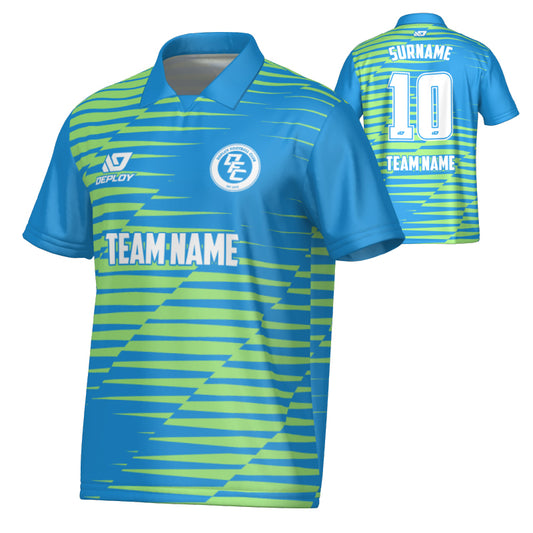 Static Collared Jersey - Blue & Neon Green
