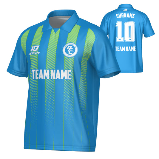 Streamline Collared Jersey - Blue & Neon Green