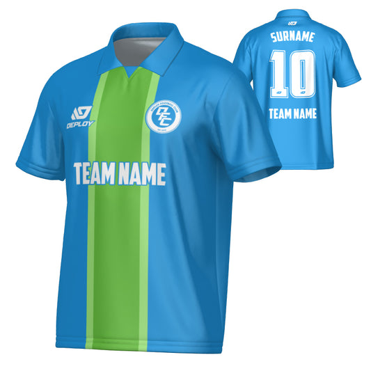 Stripe Collared Jersey - Blue & Neon Green