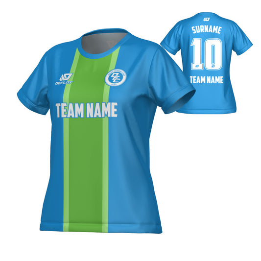 Stripe Womens Jersey - Blue & Neon Green