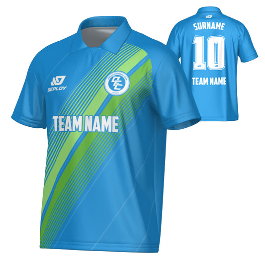 Velocity Collared Jersey - Blue & Neon Green