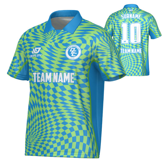 Vortex Collared Jersey - Blue & Neon Green