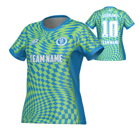 Vortex Womens Jersey - Blue & Neon Green