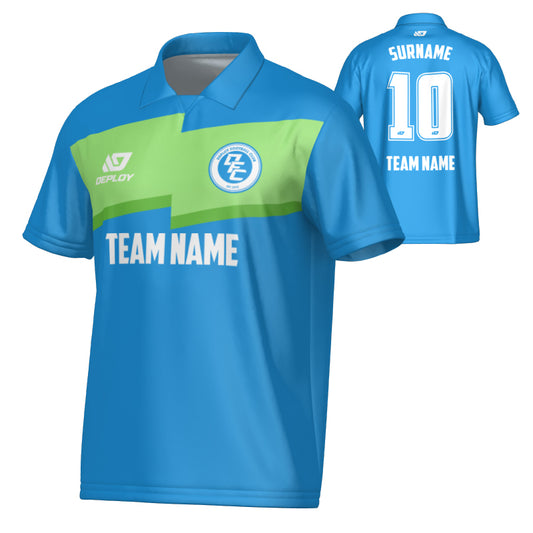 Zag Collared Jersey - Blue & Neon Green
