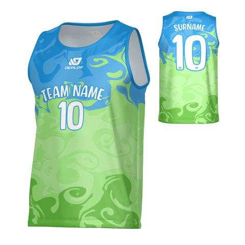 Smoke Sports Singlet - Blue & Neon Green