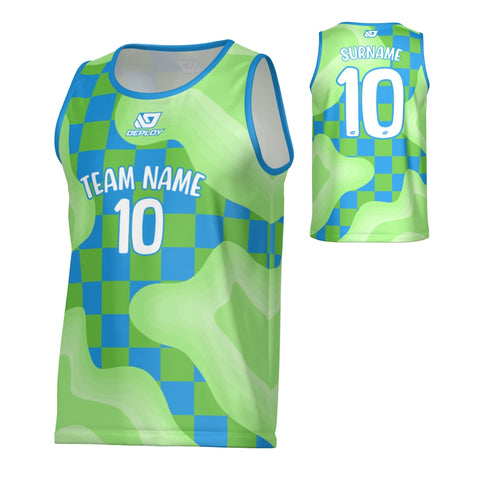 Spill Sports Singlet - Blue & Neon Green