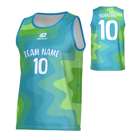 Splat Sports Singlet - Blue & Neon Green