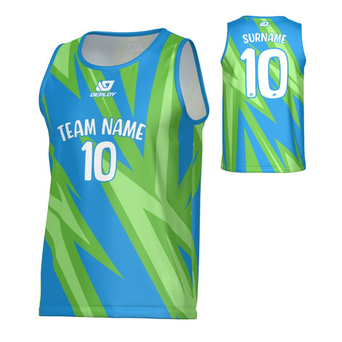 Strike Sports Singlet - Blue & Neon Green