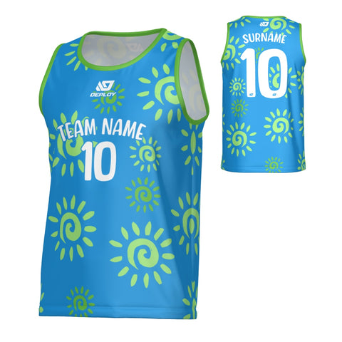 Sun Sports Singlet - Blue & Neon Green