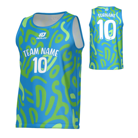 Swells Sports Singlet - Blue & Neon Green