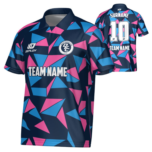 Shards Collared Jersey - Navy & Pink