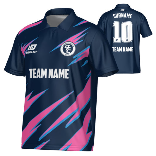 Sharp Collared Jersey - Navy & Pink