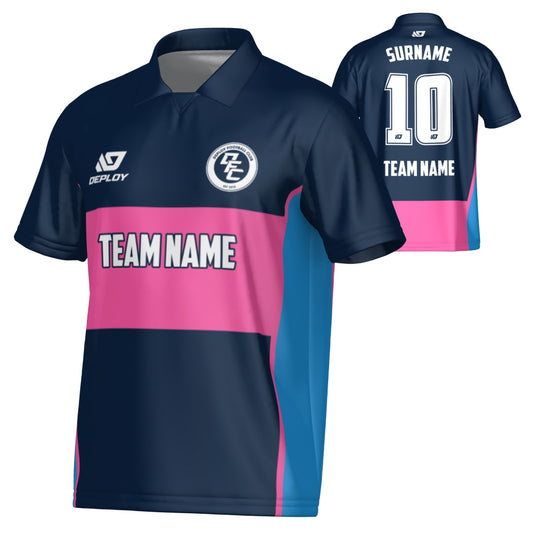 Shift Collared Jersey - Navy & Pink