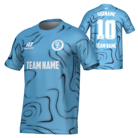 Marble Jersey - Sky Blue & Navy