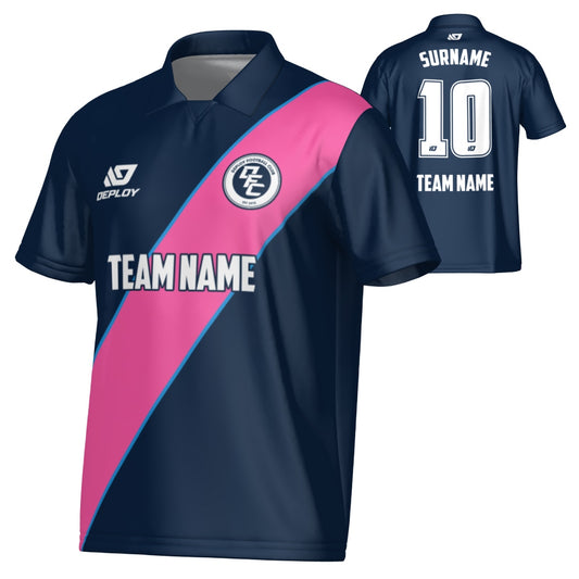 Sash Collared Jersey - Navy & Pink