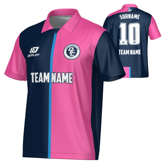 Split Collared Jersey - Navy & Pink