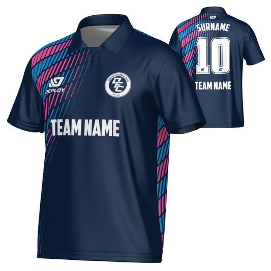 Spray Collared Jersey - Navy & Pink