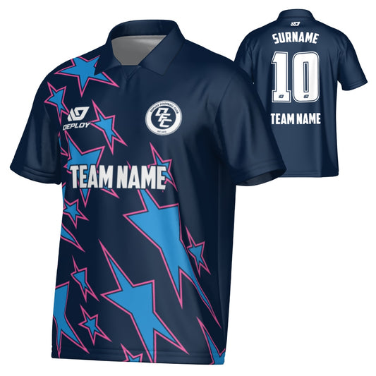 Stars Collared Jersey - Navy & Pink