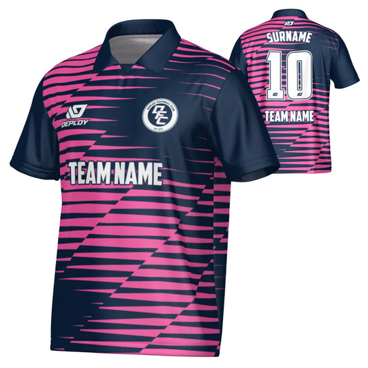 Static Collared Jersey - Navy & Pink
