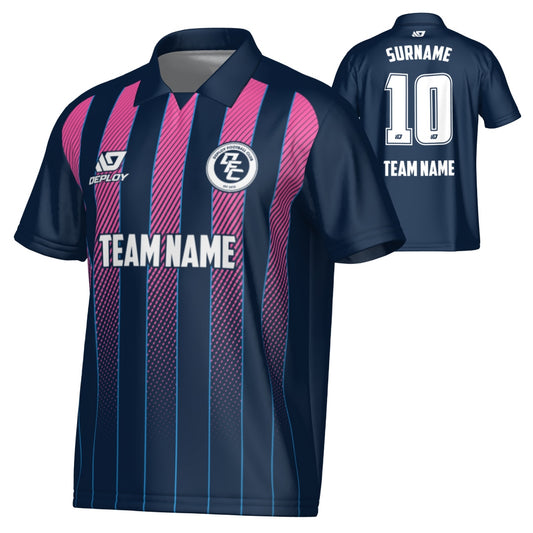 Streamline Collared Jersey - Navy & Pink
