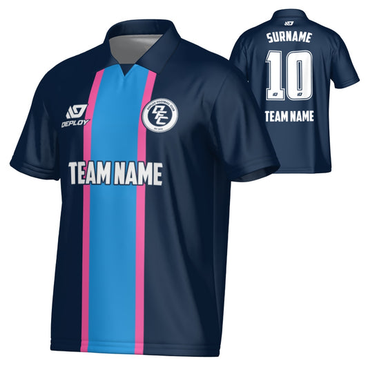 Stripe Collared Jersey - Navy & Pink